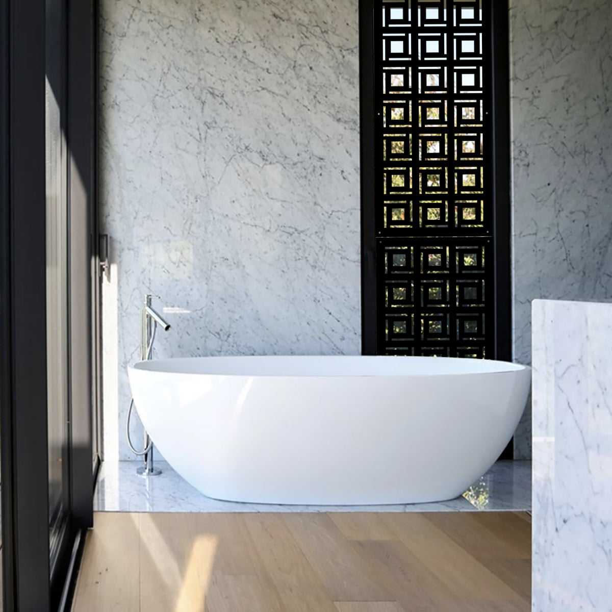 4SIDES - Pannello in PVC traforato - Parasole Colore: nero, Misura: 47x94 cm