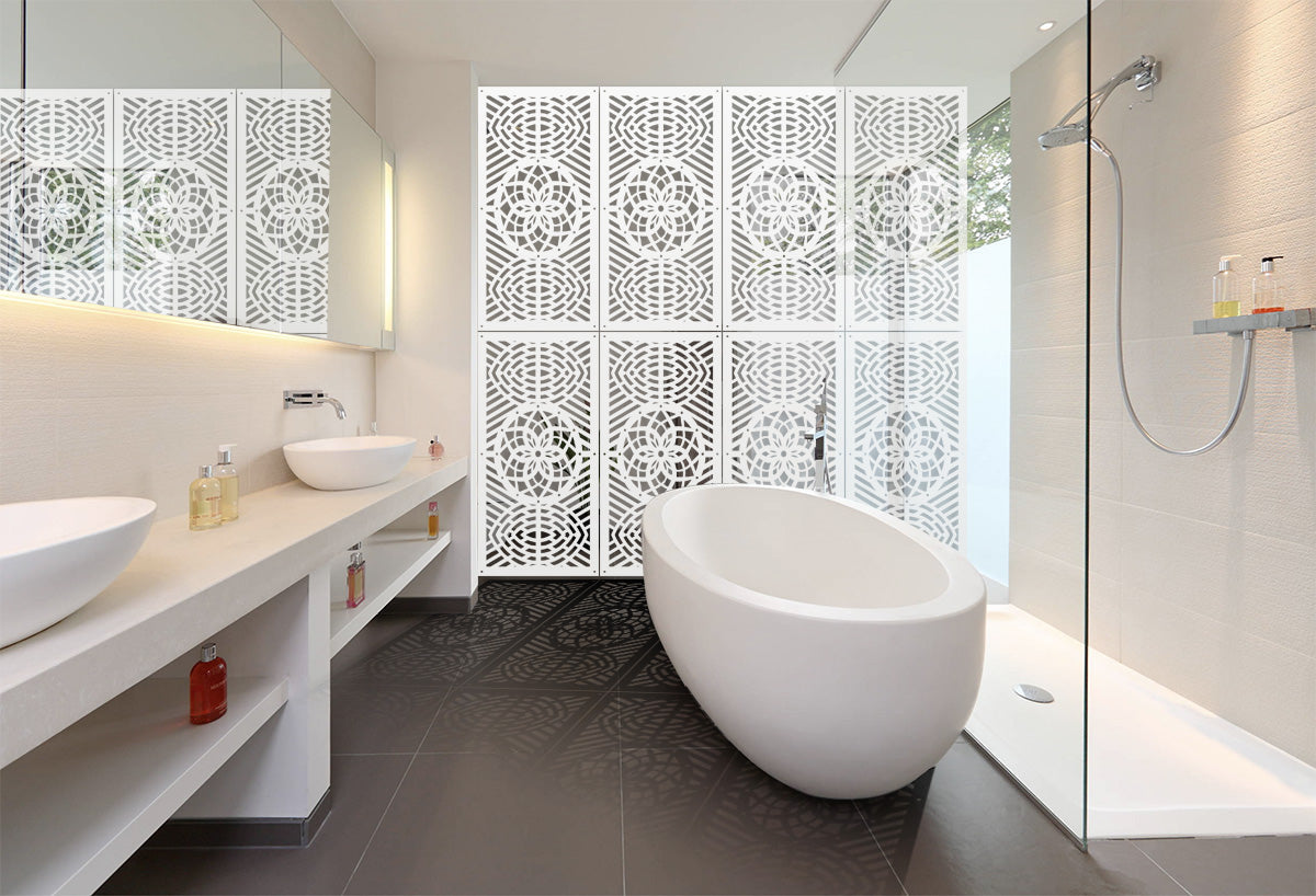 ABBEY ROSE - Pannello in PVC traforato - Parasole Misura: 98x198 cm, Colore: bianco