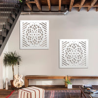 ABBEY ROSE - Pannello in PVC traforato - Parasole Misura: 98x98 cm, Colore: bianco