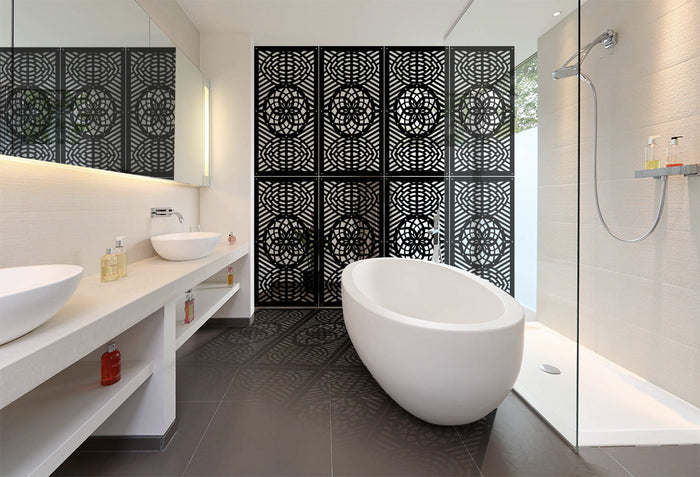 ABBEY ROSE - Pannello in PVC traforato - Parasole Misura: 50x150 cm, Colore: nero