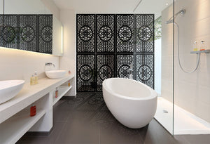ABBEY ROSE - Pannello in PVC traforato - Parasole Misura: 47x94 cm, Colore: nero