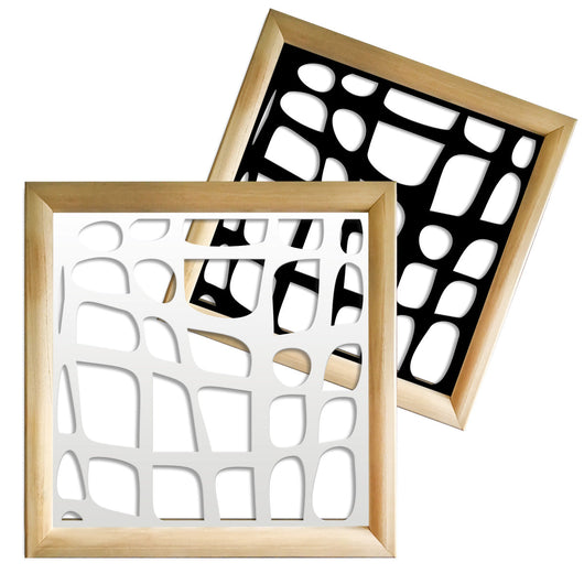 ABSTRACT - Moduli Decorativi in Legno e PVC Misura: 73x73 cm, Colore: nero