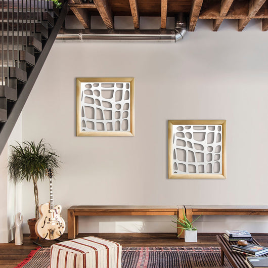 ABSTRACT - Moduli Decorativi in Legno e PVC Colore: bianco, Misura: 98x98 cm