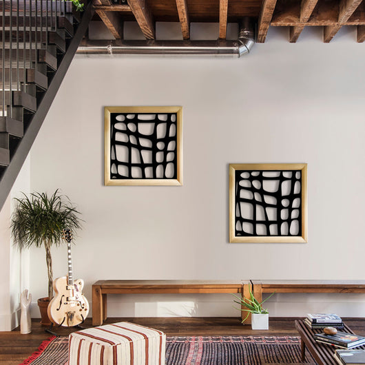 ABSTRACT - Moduli Decorativi in Legno e PVC Misura: 98x98 cm, Colore: nero