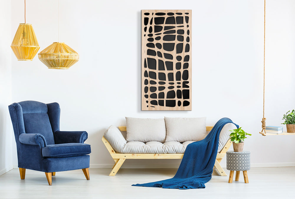 ABSTRACT - Quadro arredo LASERCUT composito Legno e PVC Misura: 70x140 cm