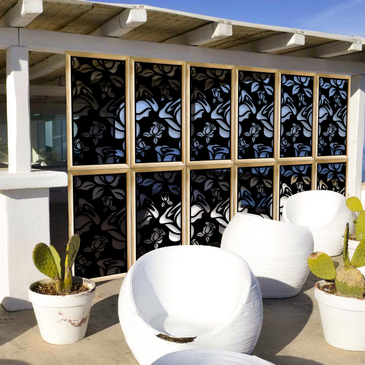 ADENIUM - Moduli Decorativi in Legno e PVC Misura: 47x94 cm, Colore: nero