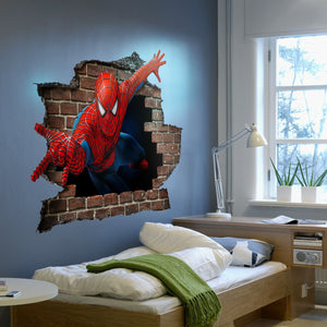 Adesivo parete murale effetto 3D Spiderman uomo ragno wall stickers Misura: 150x100 cm