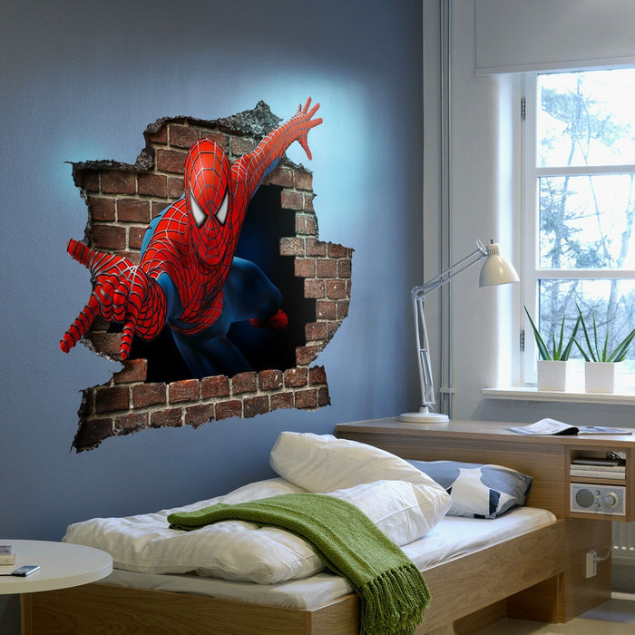 Adesivo parete murale effetto 3D Spiderman uomo ragno wall stickers Misura: 150x100 cm