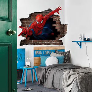 Adesivo parete murale effetto 3D Spiderman uomo ragno wall stickers Misura: 150x100 cm