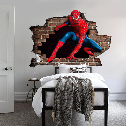 Adesivo per pareti - effetto 3D Spiderman - l'uomo ragno wall stickers Misura: 150x100 cm