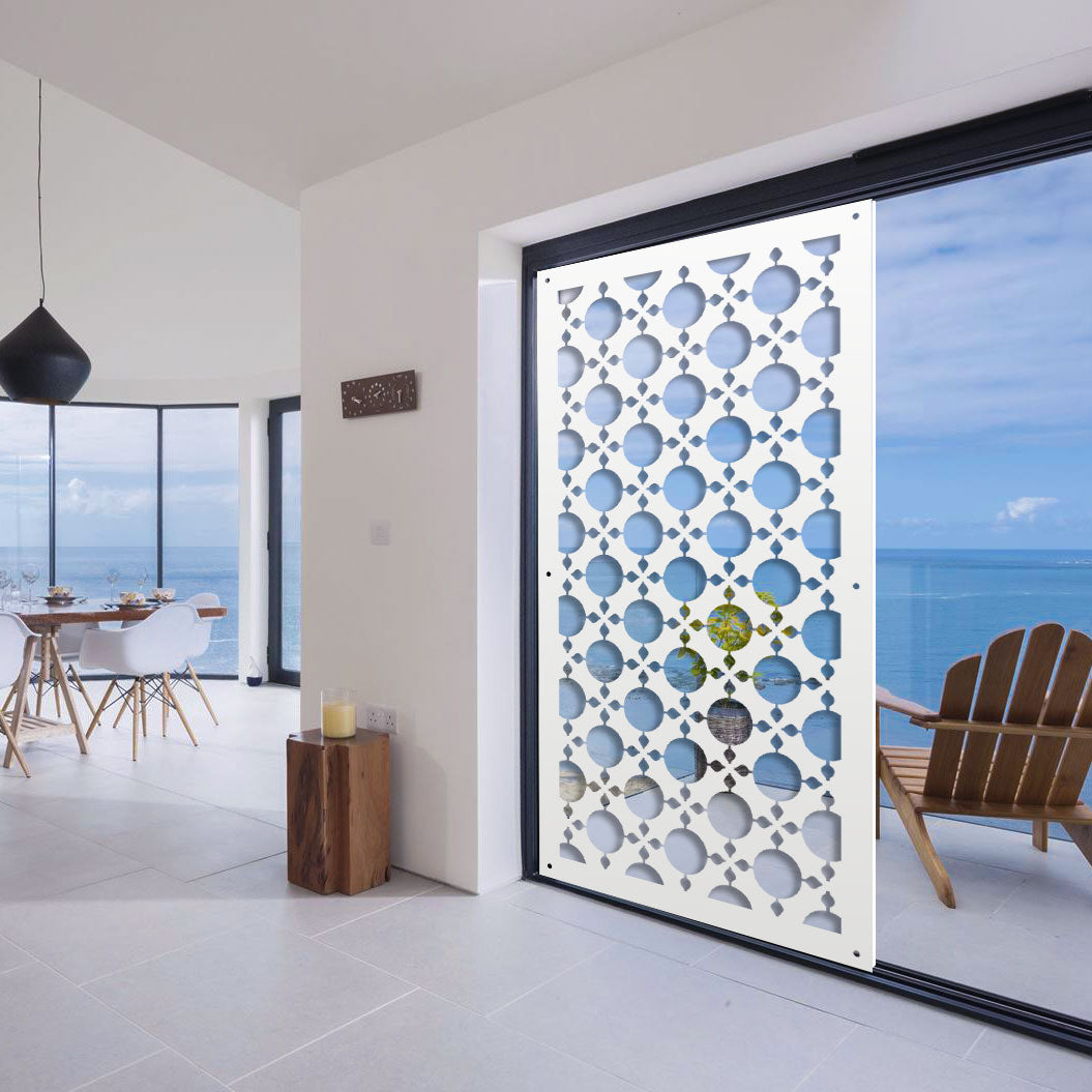 ALADIN - Pannello in PVC traforato - Parasole Misura: 73x148 cm, Colore: bianco