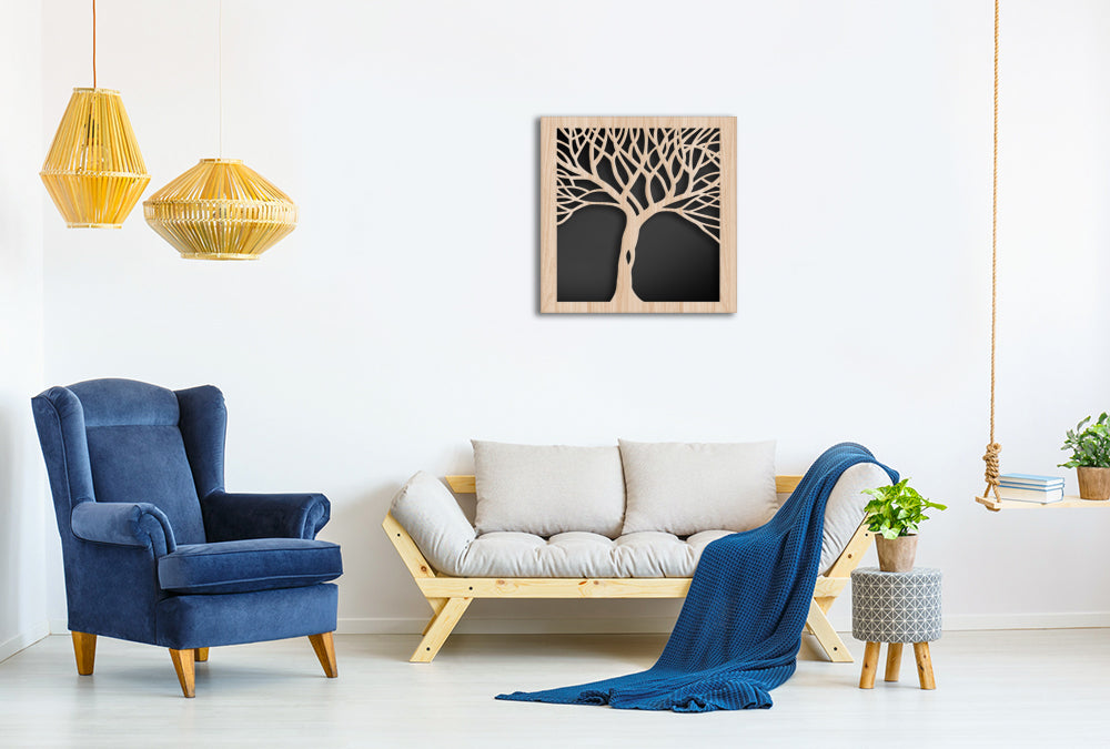 ALBERO - Quadro arredo LASERCUT composito Legno e PVC Misura: 60x60 cm