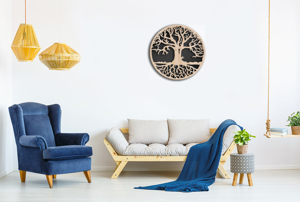 ALBERO DELLA VITA - Quadro arredo LASERCUT composito Legno e PVC Misura: 60x60 cm