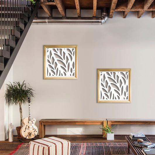 ALGA - Moduli Decorativi in Legno e PVC Misura: 98x98 cm, Colore: bianco