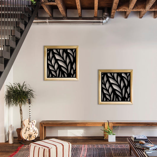 ALGA - Moduli Decorativi in Legno e PVC Misura: 73x73 cm, Colore: nero