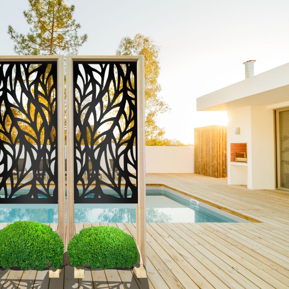 ALGA - Separè - Paravento modulabile - 70x190cm - in Legno e PVC Colore: nero