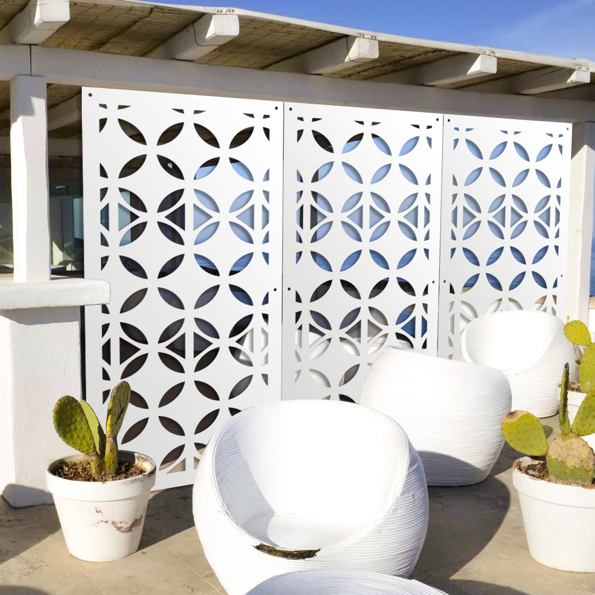 ALIEN - Pannello in PVC traforato - Parasole Misura: 50x150 cm, Colore: bianco