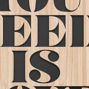 ALL YOU NEED IS LOVE - Quadro arredo LASERCUT composito Legno e PVC Misura: 40x40 cm