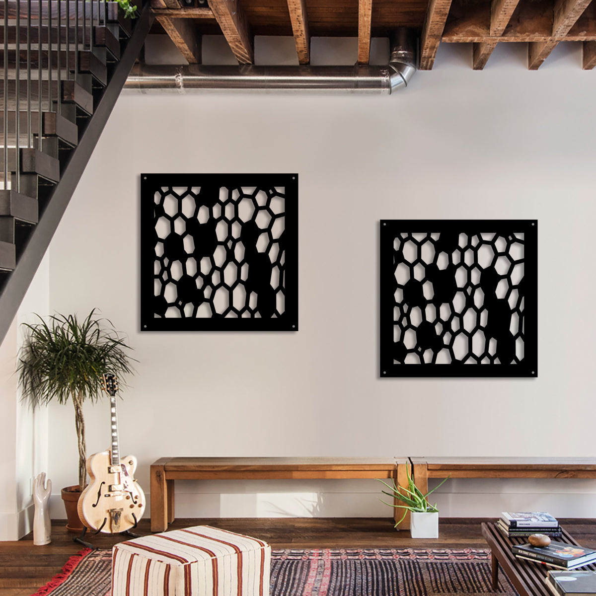 ALVEARE - Pannello in PVC traforato - Parasole Misura: 48x48 cm, Colore: nero