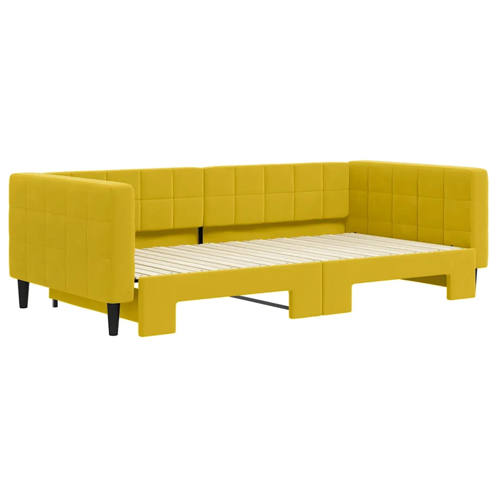 Divano Letto con Letto Estraibile Giallo 100x200 cm in Velluto