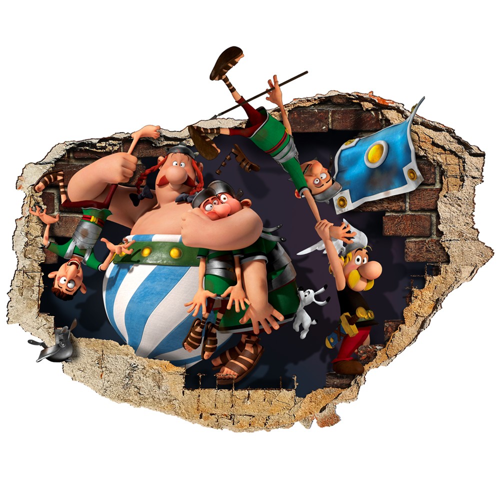 ASTERIX & OBELIX - Adesivo murale parete 3D wall sticker camera bimbi Misura: 150x100 cm