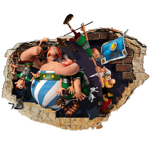ASTERIX & OBELIX - Adesivo murale parete 3D wall sticker camera bimbi Misura: 150x100 cm