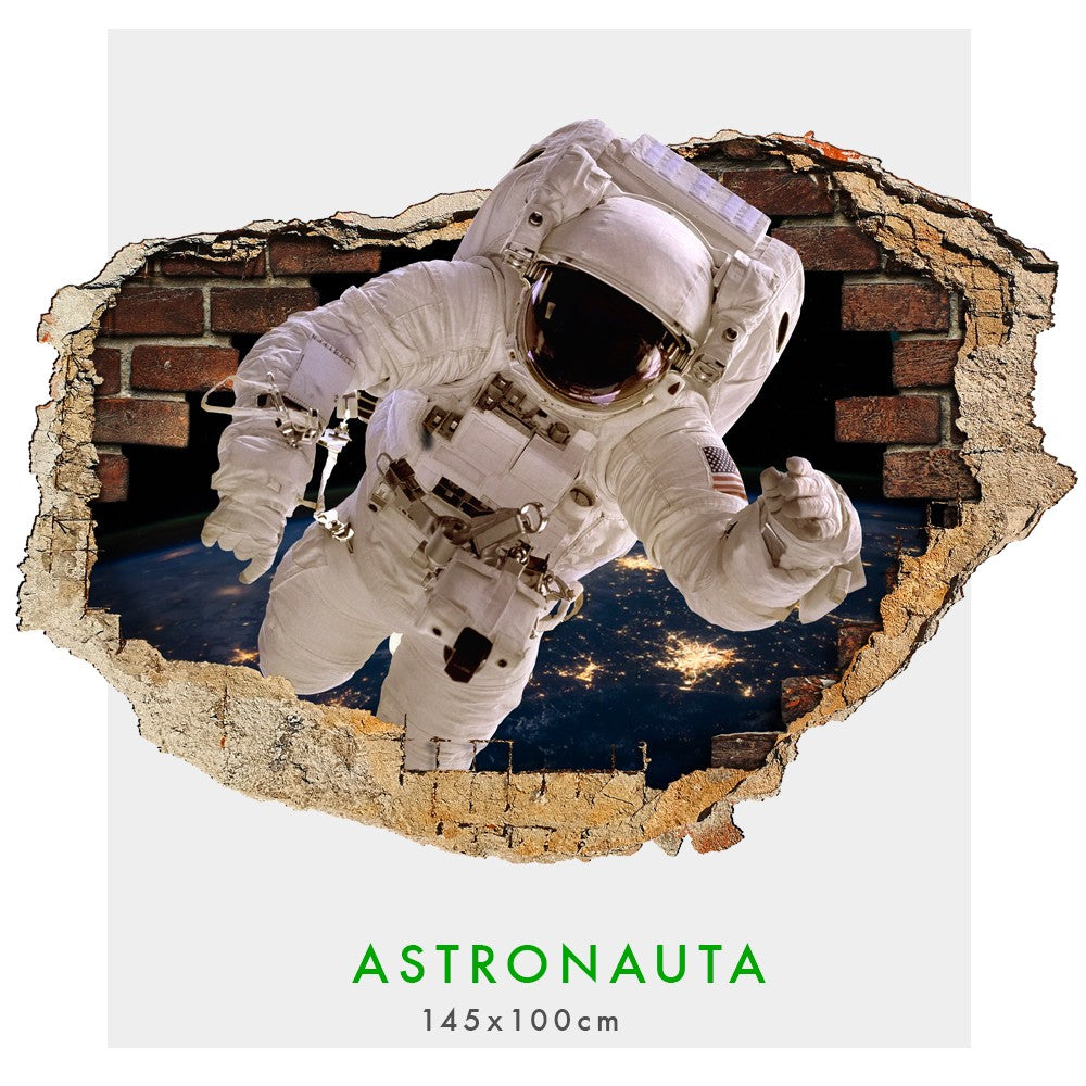 ASTRONAUTA - Adesivi murali parete 3D wall sticker cameretta bimbi Misura: 150x100 cm