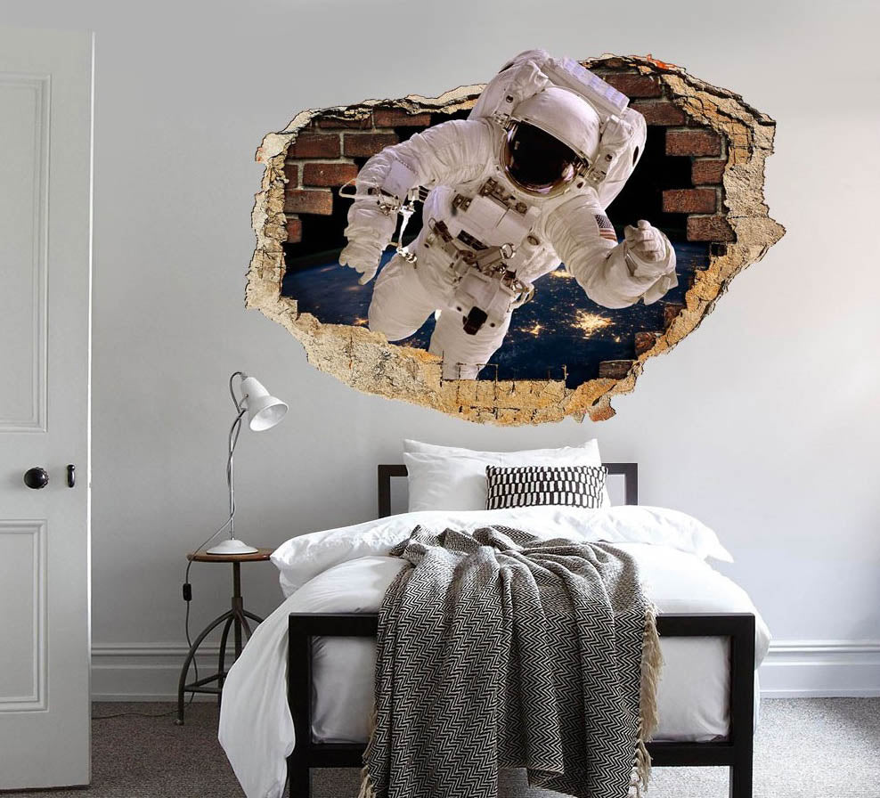 ASTRONAUTA - Adesivi murali parete 3D wall sticker cameretta bimbi Misura: 150x100 cm