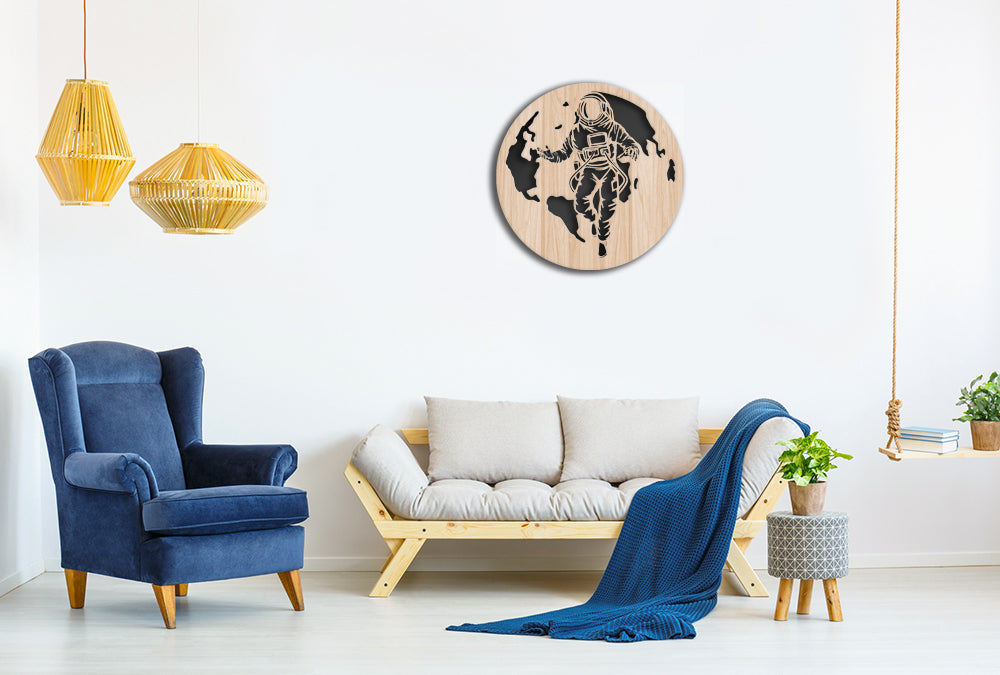 ASTRONAUTA - Quadro arredo LASERCUT composito Legno e PVC Misura: 40x40 cm