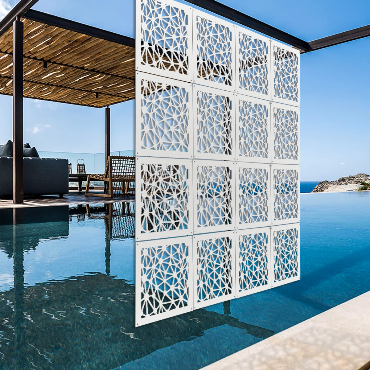 ATOM - Pannello in PVC traforato - Parasole Misura: 73x73 cm, Colore: bianco