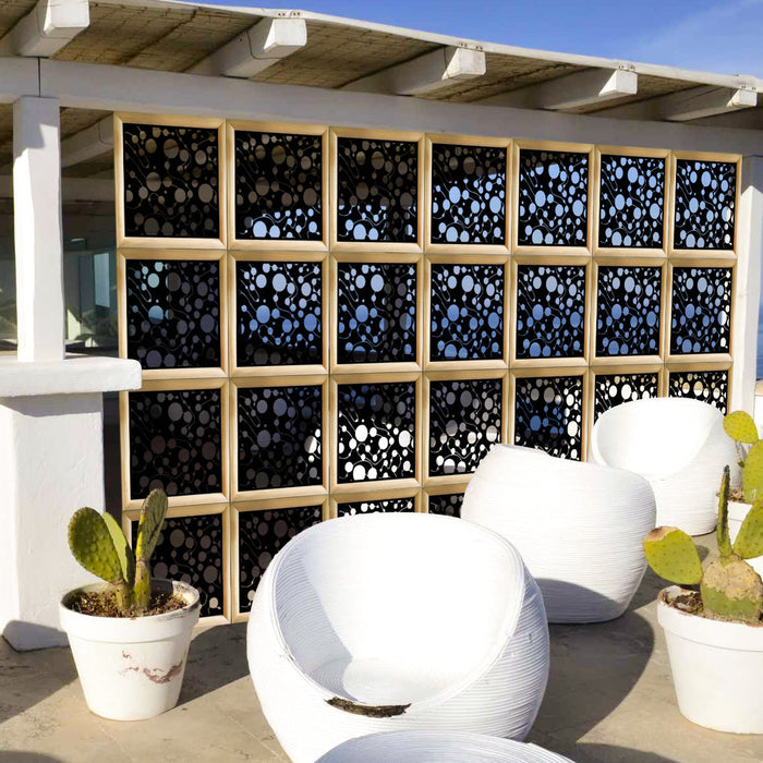 BAKTERIA - Moduli Decorativi in Legno e PVC Misura: 73x73 cm, Colore: nero