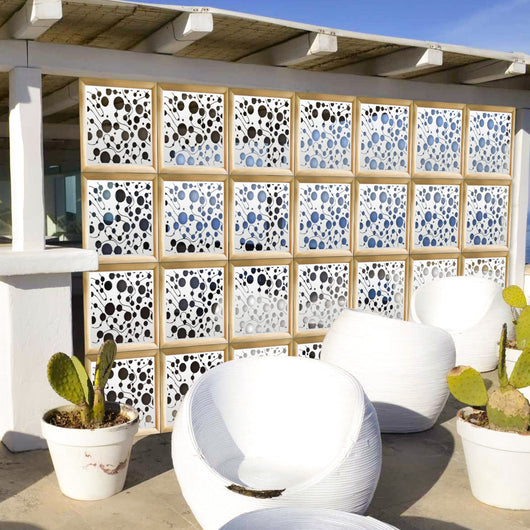 BAKTERIA - Moduli Decorativi in Legno e PVC Misura: 73x73 cm, Colore: bianco