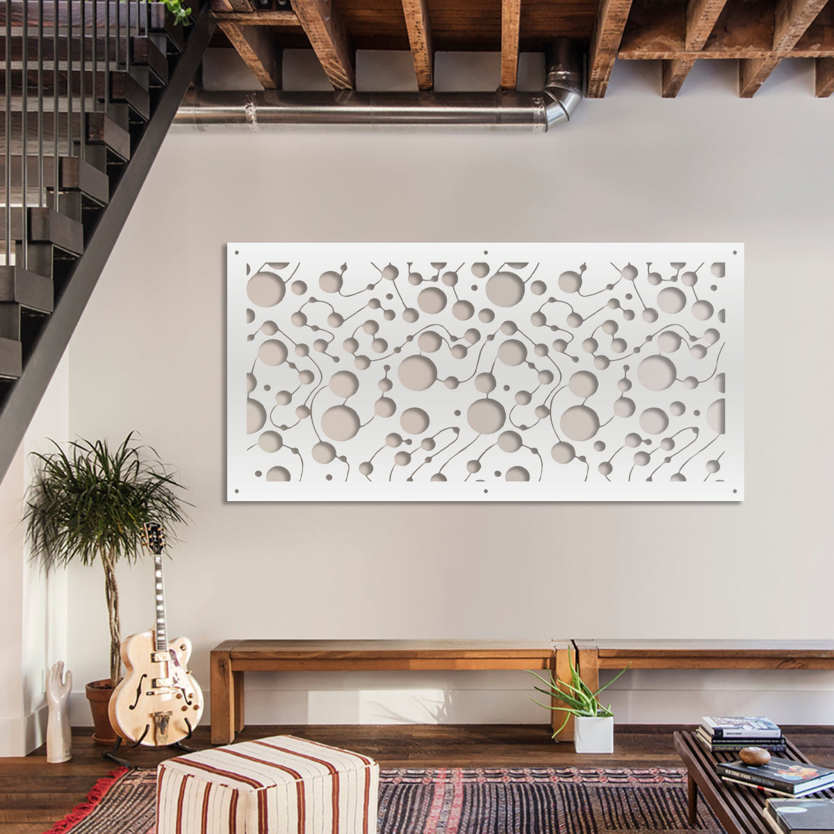 BAKTERIA- Pannello in PVC traforato - Parasole Misura: 98x198 cm, Colore: bianco