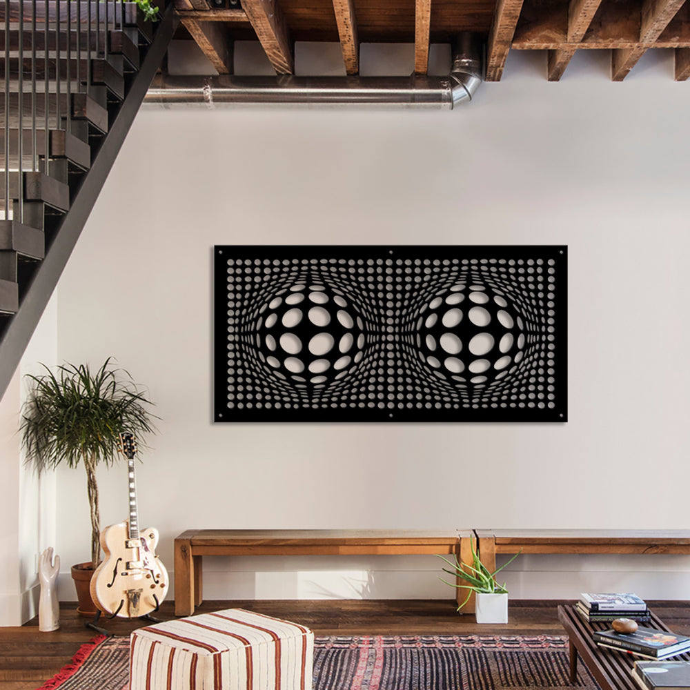 BALLS - Pannello in PVC traforato - Parasole Misura: 73x148 cm, Colore: nero