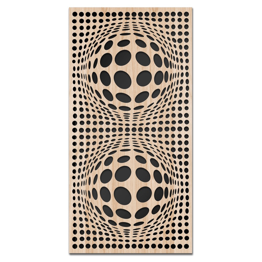BALLS - Quadro arredo LASERCUT composito Legno e PVC Misura: 50x100 cm