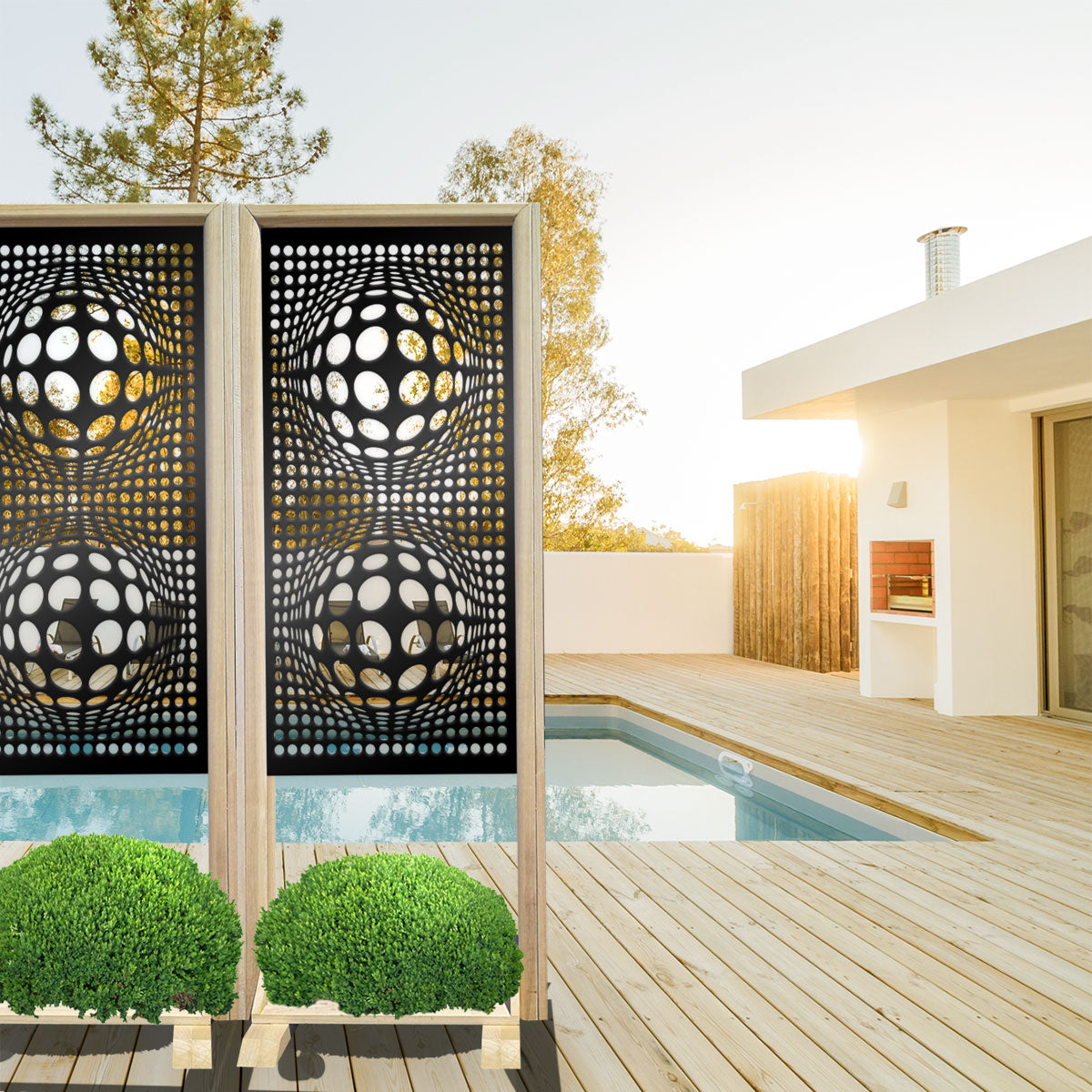 BALLS - Separè - Paravento modulabile - 70x190cm - in Legno e PVC Colore: nero