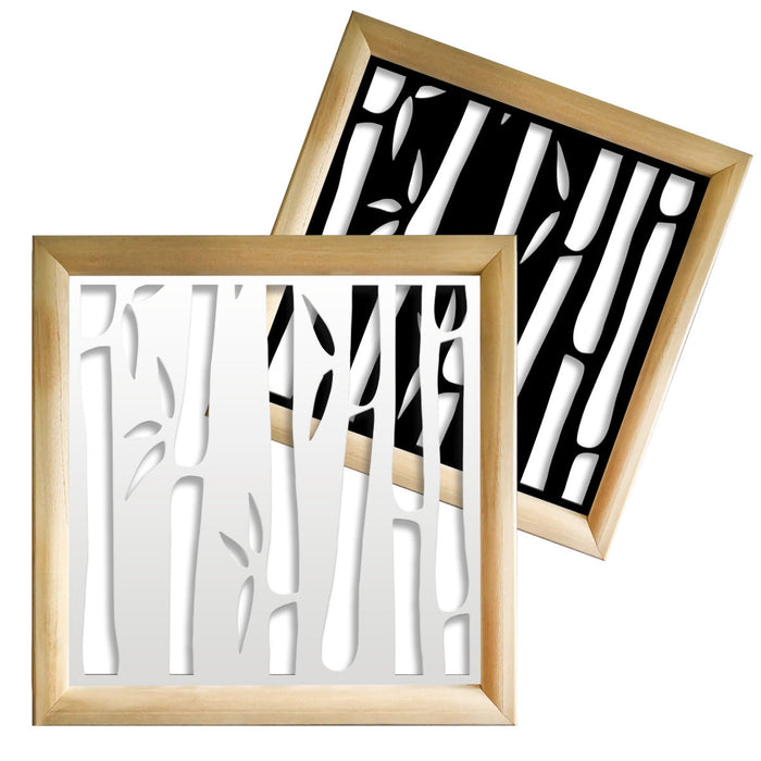 BAMBU - Moduli Decorativi in Legno e PVC Colore: bianco, Misura: 48x48 cm