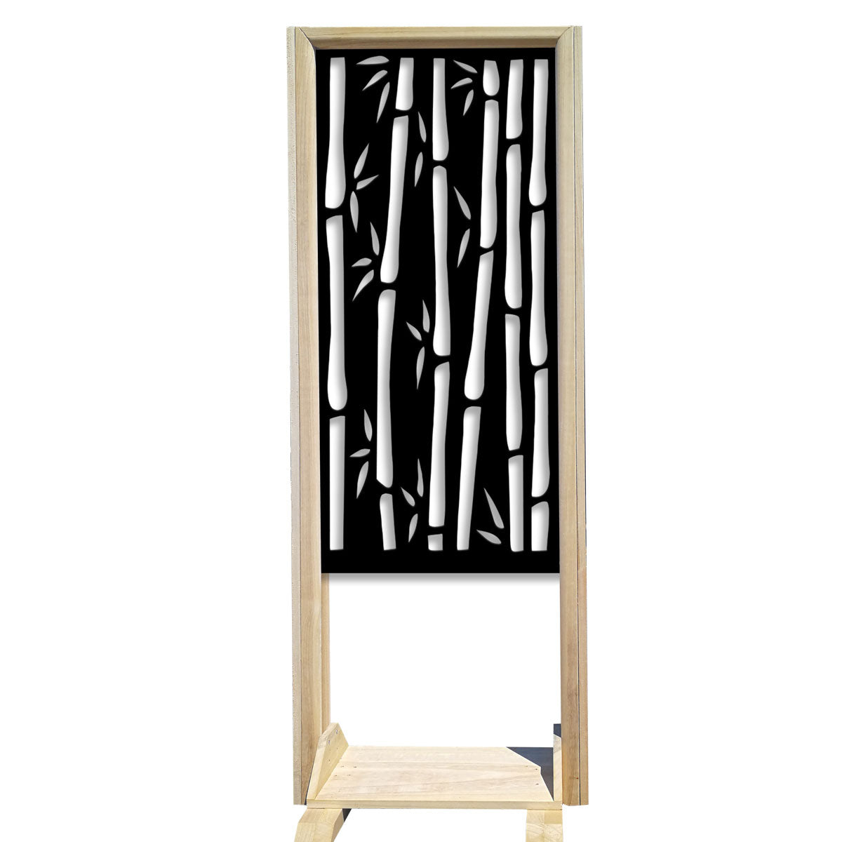 BAMBU - Separè - Paravento modulabile - 70x190cm - in Legno e PVC Colore: nero