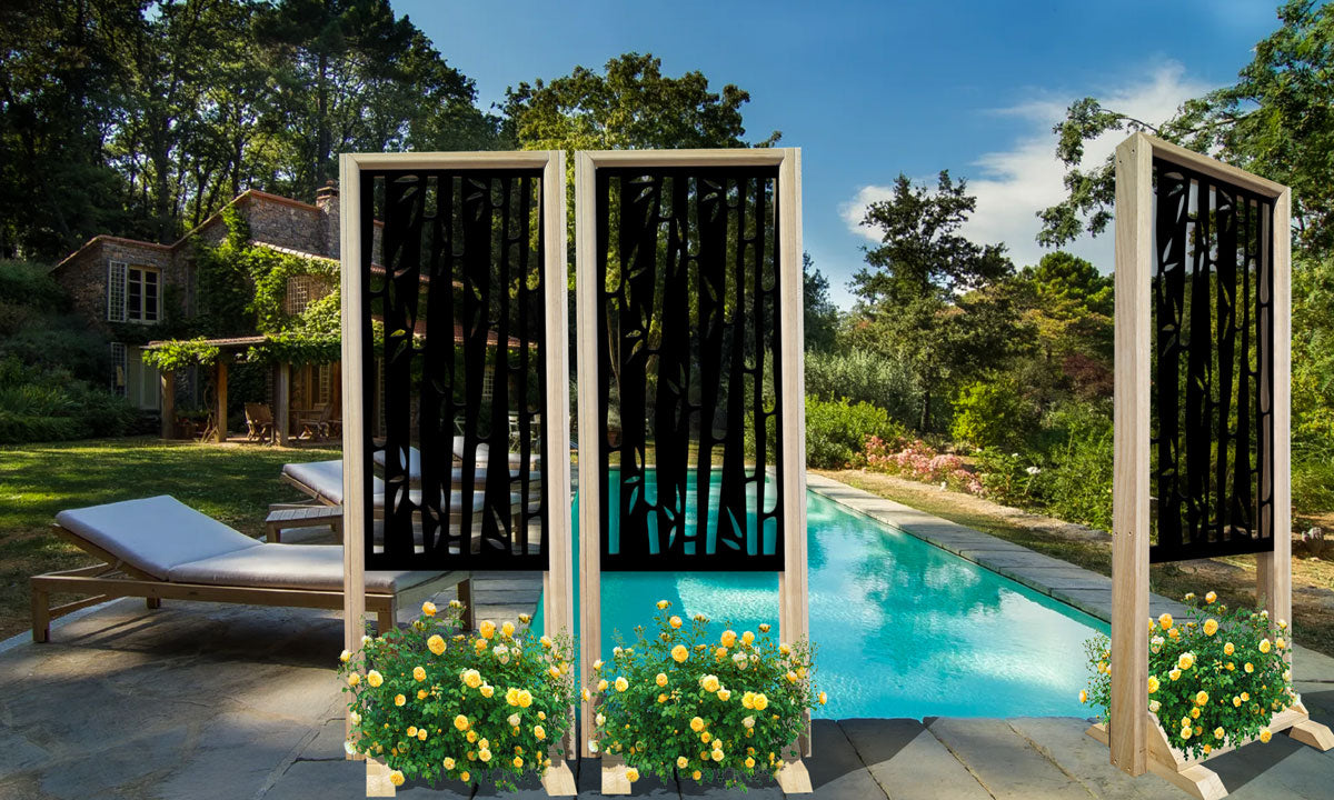 BAMBU - Separè - Paravento modulabile - 70x190cm - in Legno e PVC Colore: nero
