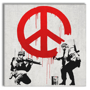 BANKSY - CND SOLDIERS - Quadro Canvas su telaio in legno Misura: 100x100 cm