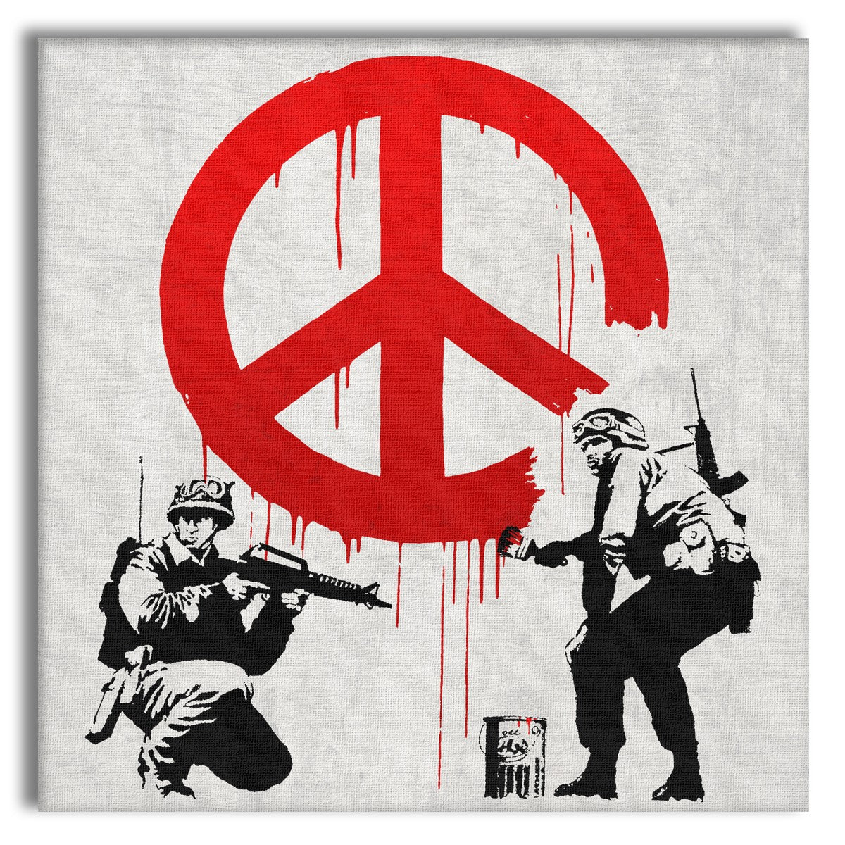 BANKSY - CND SOLDIERS - Quadro Canvas su telaio in legno Misura: 80x80 cm
