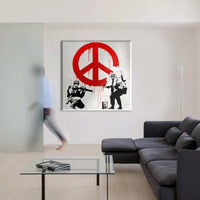 BANKSY - CND SOLDIERS - Quadro Canvas su telaio in legno Misura: 80x80 cm