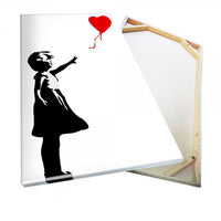 Banksy - Girl with Balloon - Quadro Canvas su telaio in legno Misura: 100x140 cm
