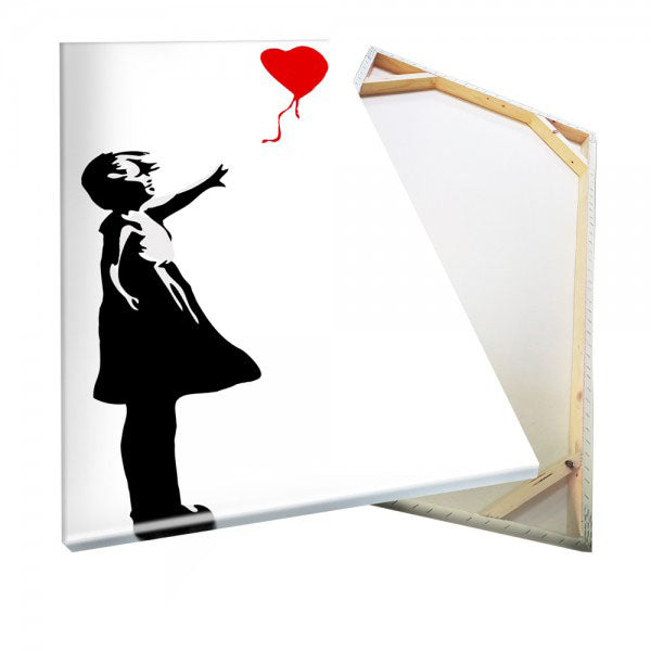 Banksy - Girl with Balloon - Quadro Canvas su telaio in legno Misura: 50x70 cm