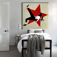 BANKSY - GRENADE SOCCER - Quadro Canvas su telaio in legno Misura: 130x130 cm