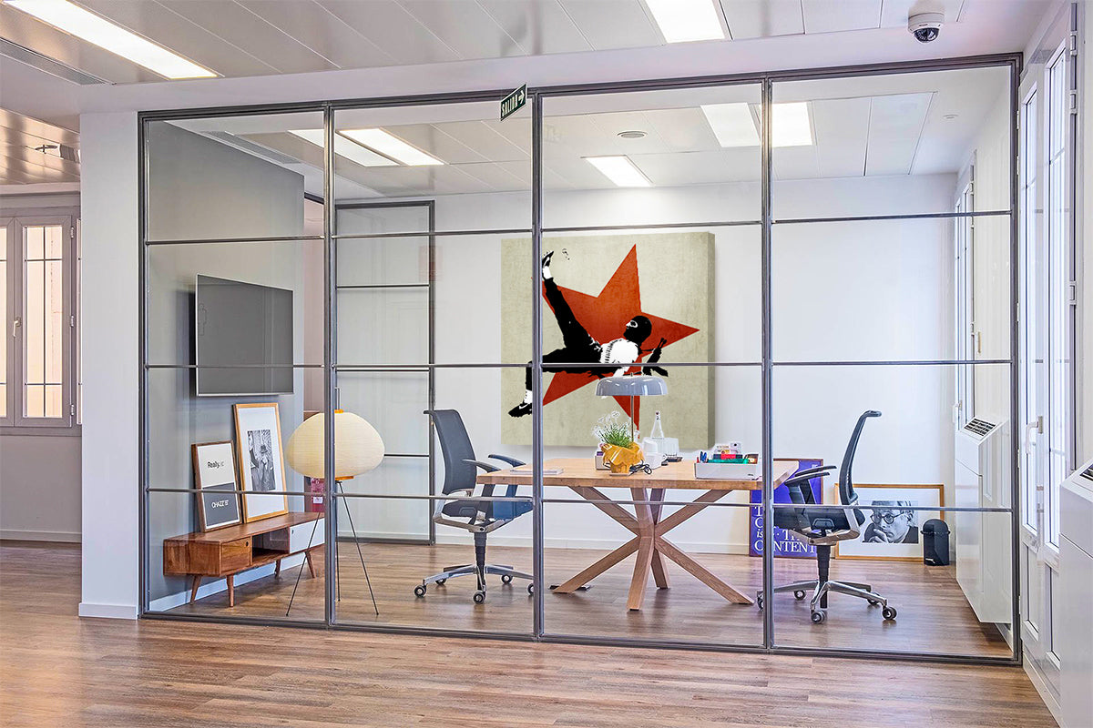 BANKSY - GRENADE SOCCER - Quadro Canvas su telaio in legno Misura: 130x130 cm