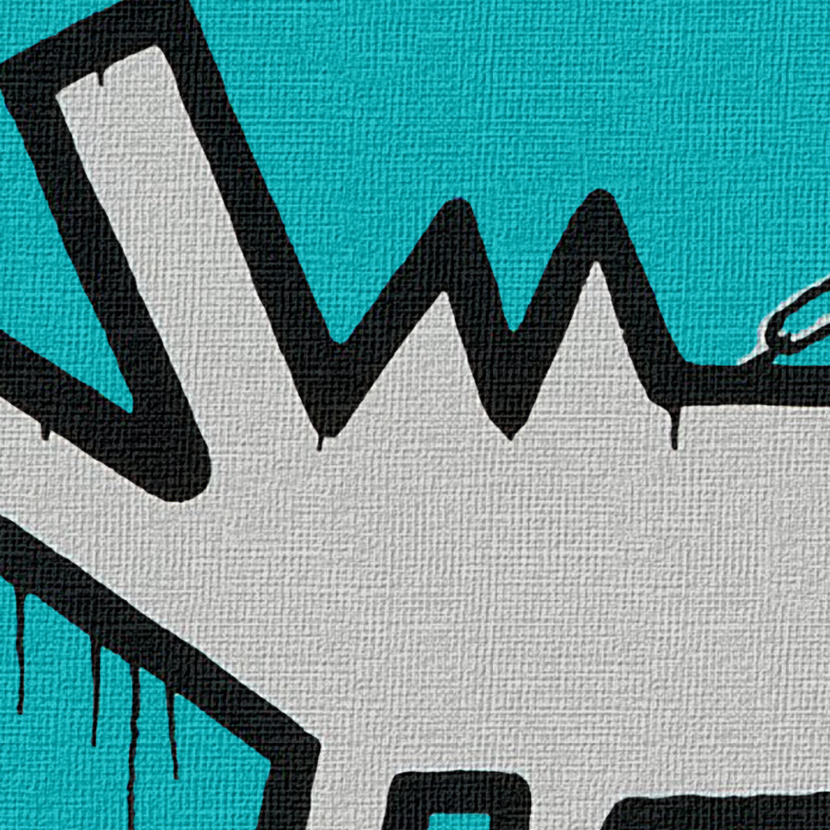 BANKSY - HOODIE GUY WITH HARING DOG - Quadro Canvas su telaio in legno Misura: 80x80 cm