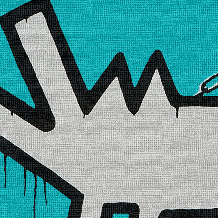 BANKSY - HOODIE GUY WITH HARING DOG - Quadro Canvas su telaio in legno Misura: 80x80 cm