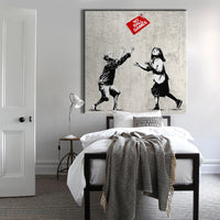 BANKSY - NO BALL GAMES - Quadro Canvas su telaio in legno Misura: 100x100 cm