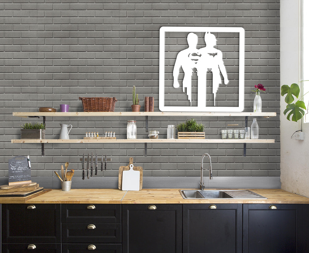 BATMAN & SUPERMAN - Quadro moderno in pvc solido 48 x 48cm Colore: bianco